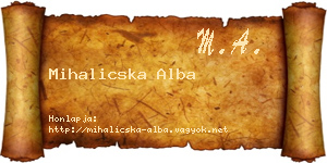 Mihalicska Alba névjegykártya